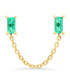 Emerald Baguette Chain Studs - 14K